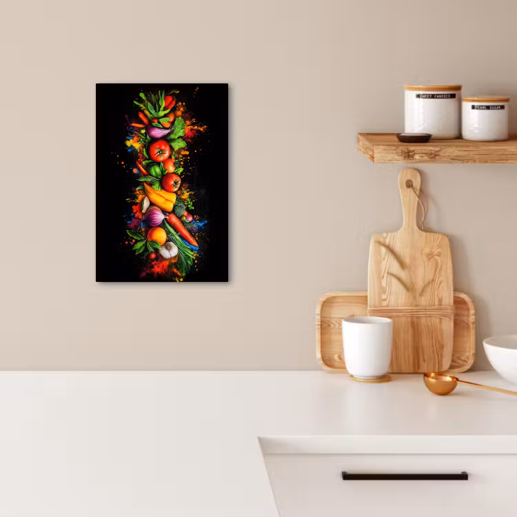 Tableau sur toile - Légumes - Alimentation - Herbes - Graffiti - Cuisine — 2