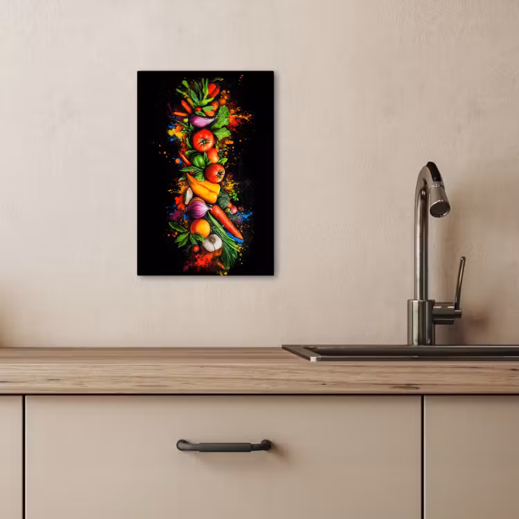Tableau sur toile - Légumes - Alimentation - Herbes - Graffiti - Cuisine — 3