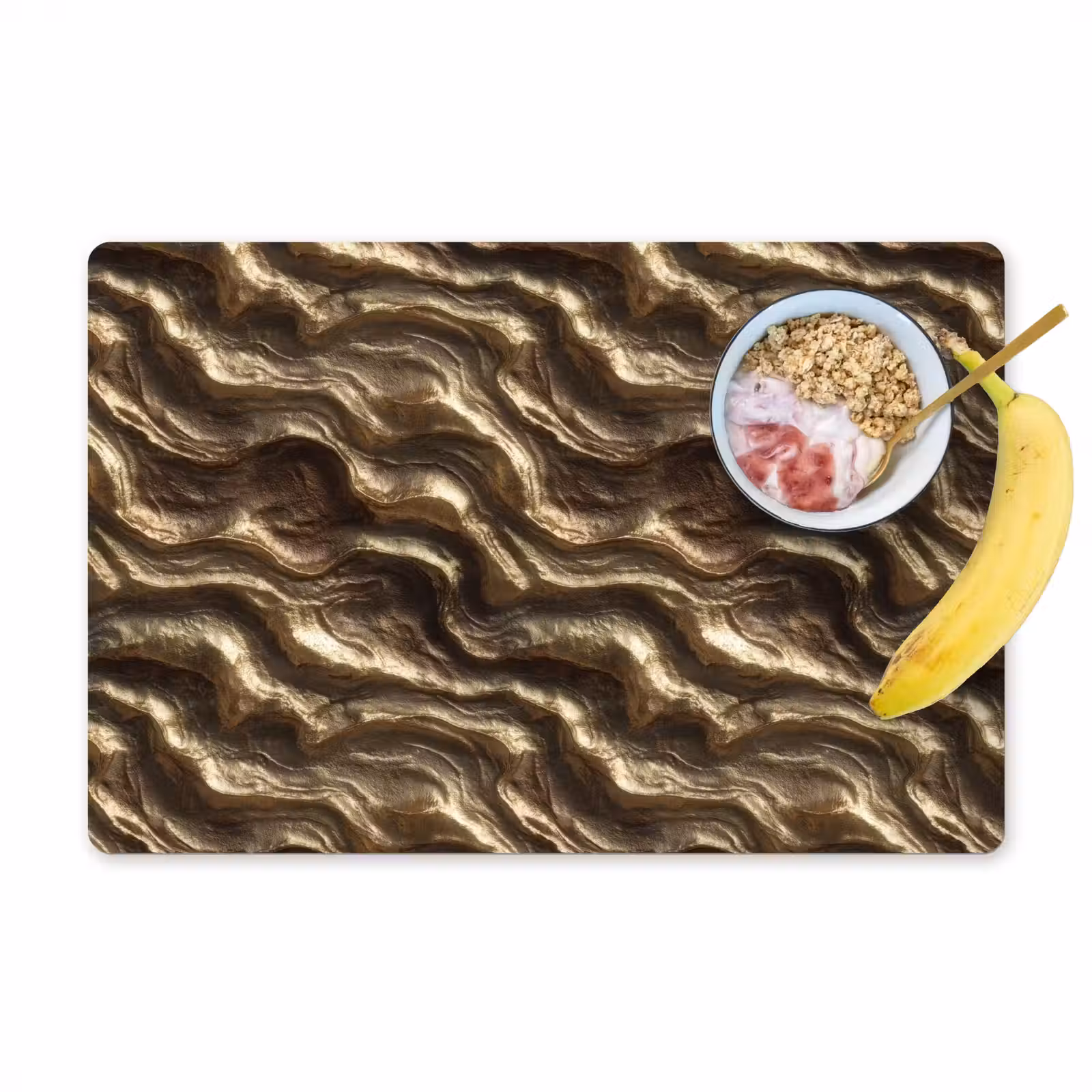 Set de table – 6 pièces - Relief - Vagues - Abstrait - Or bronze — 1