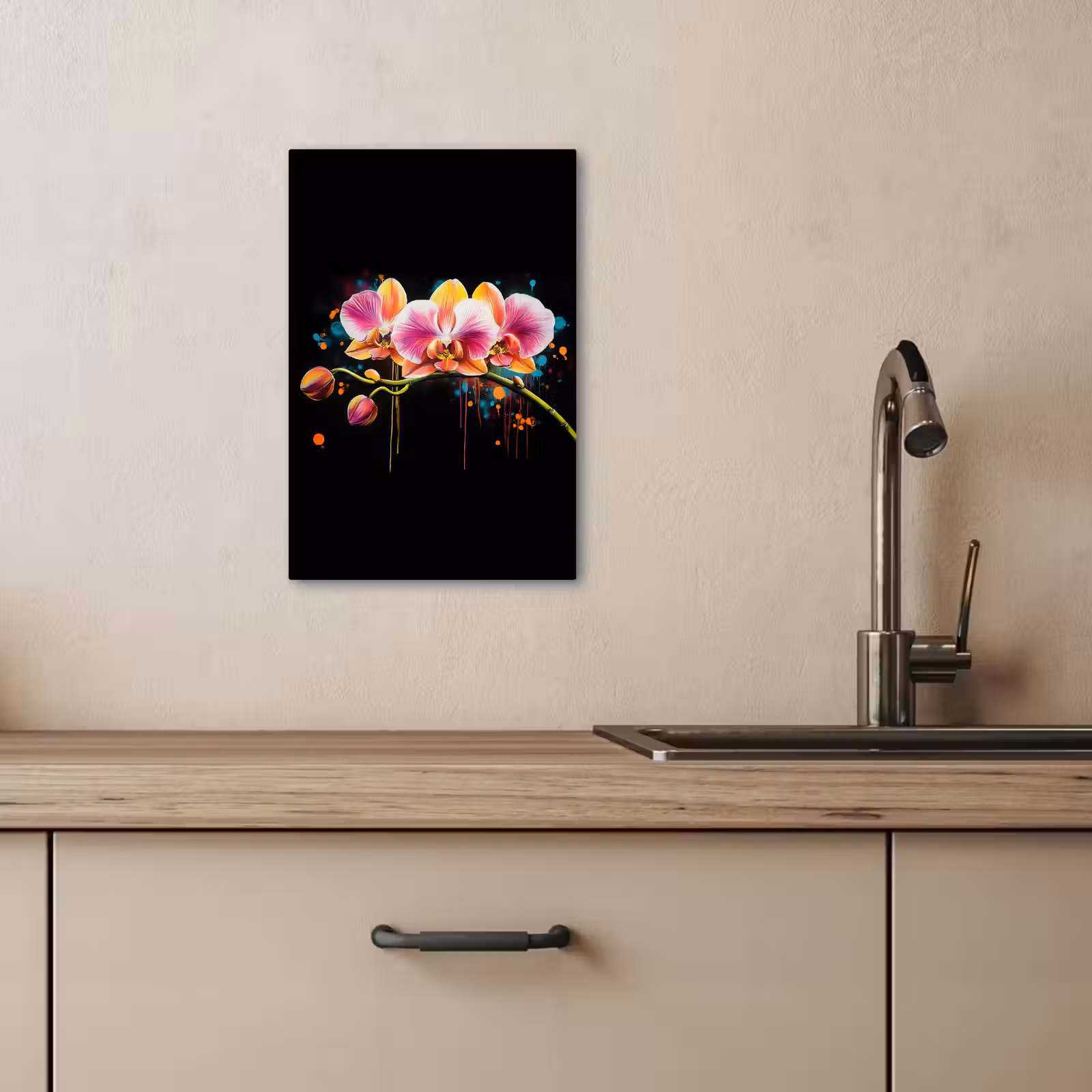 Tableau sur toile - Orchidée - Graffiti - Coloré - Fleurs - Abstrait — 1