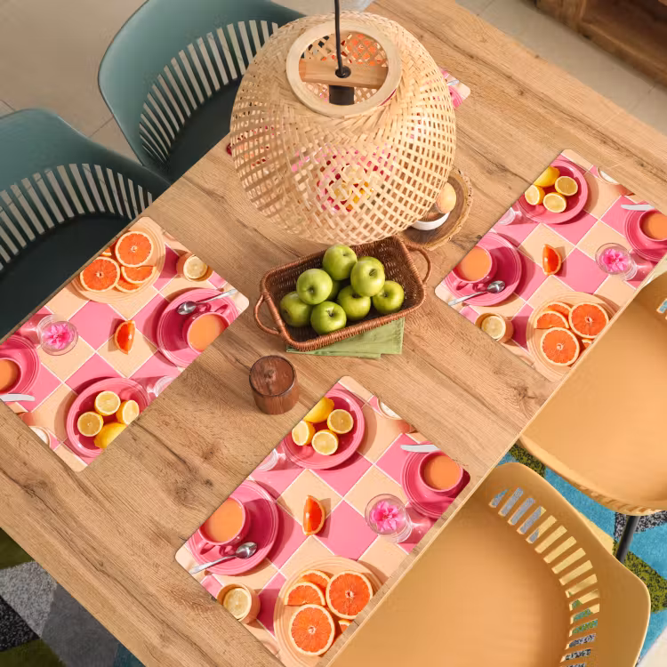 Set de table – 6 pièces - Nourriture - Agrumes - Natures mortes - Rose - Orange — 3