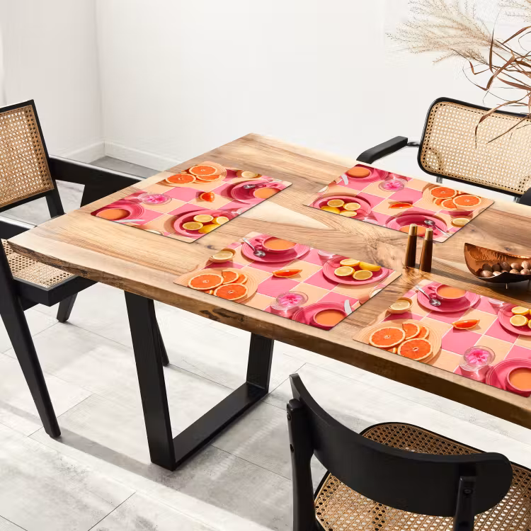 Set de table – 6 pièces - Nourriture - Agrumes - Natures mortes - Rose - Orange — 4