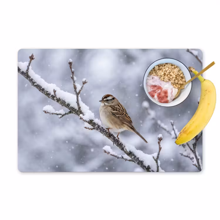 Set de table – 6 pièces - Oiseau - Branche - Neige - Hiver — 1