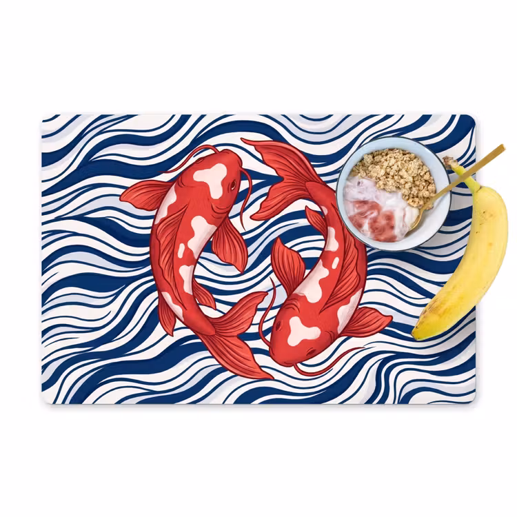 Set de table – 6 pièces - Poisson - Eau - Nature - Illustration - Rouge — 1