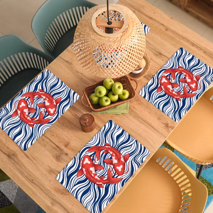 Set de table – 6 pièces - Poisson - Eau - Nature - Illustration - Rouge — 3
