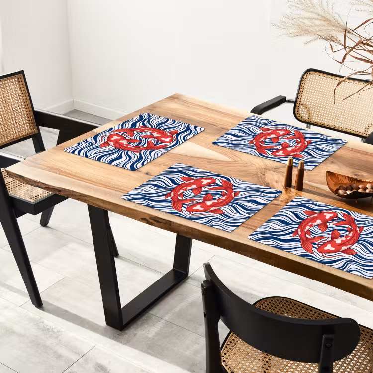 Set de table – 6 pièces - Poisson - Eau - Nature - Illustration - Rouge — 4