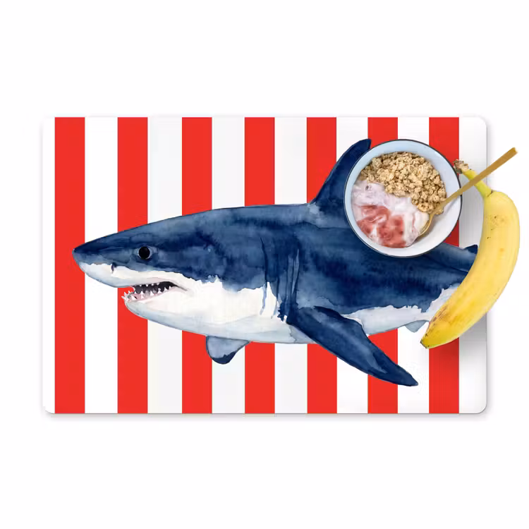 Set de table – 6 pièces - Poisson - Requin - Mer - Illustration - Bleu — 1