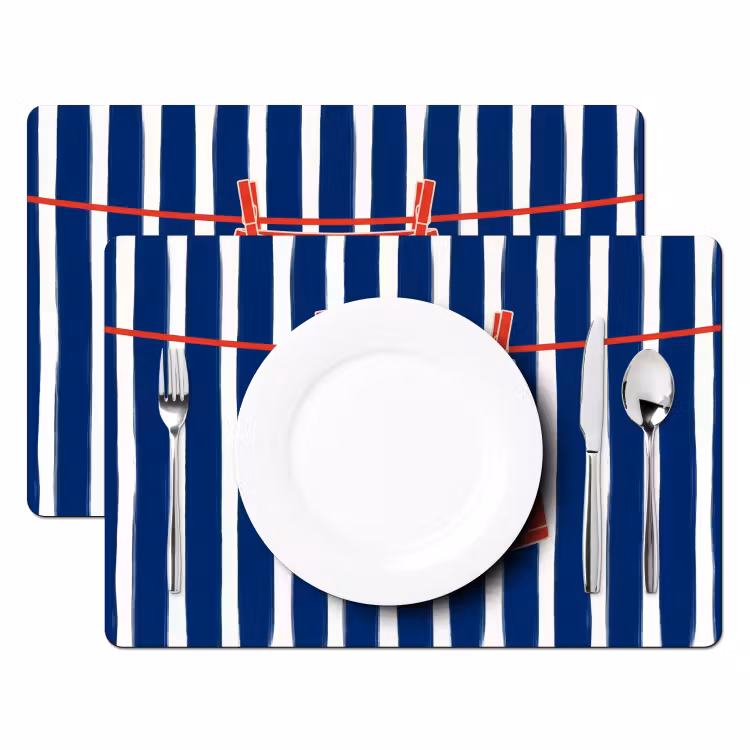 Set de table – 6 pièces - Short - Linge étendu - Été - Illustration - Rouge — 2