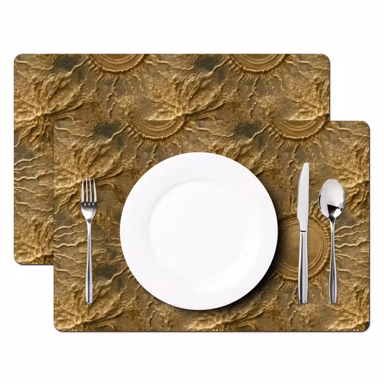 Set de table – 6 pièces - Soleil - Relief - Antiquité - Or — 2