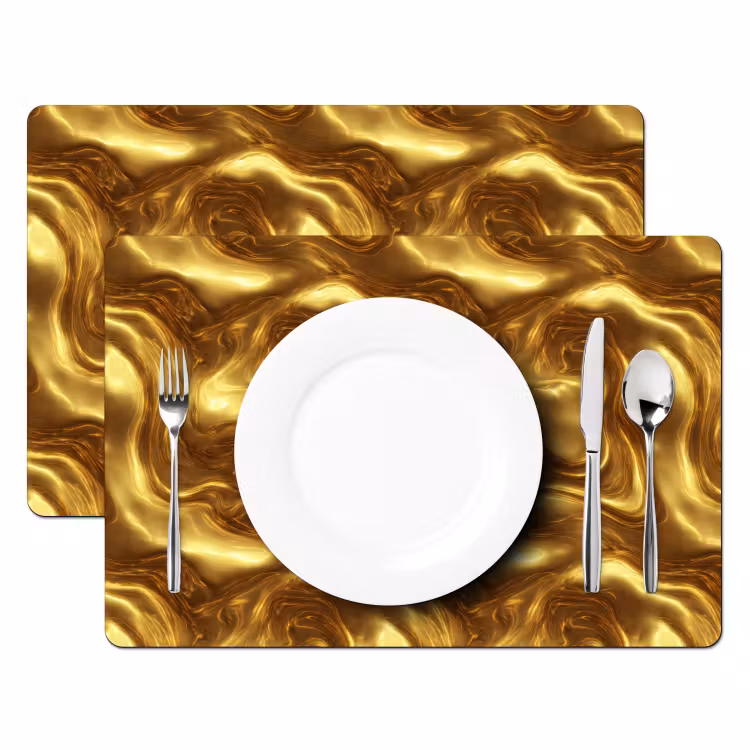Set de table – 6 pièces - Texture - Liquide - Biologique - Or — 2