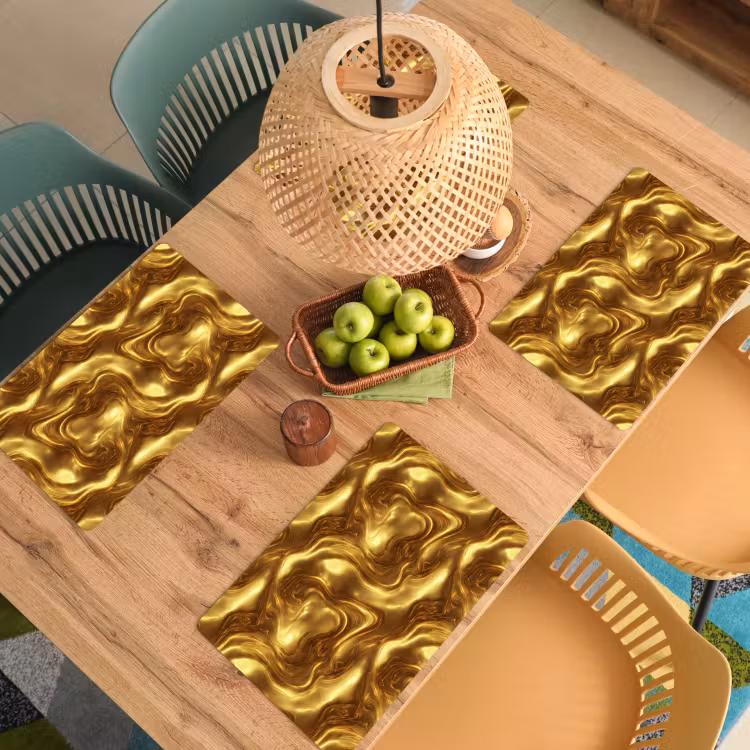 Set de table – 6 pièces - Texture - Liquide - Biologique - Or — 3