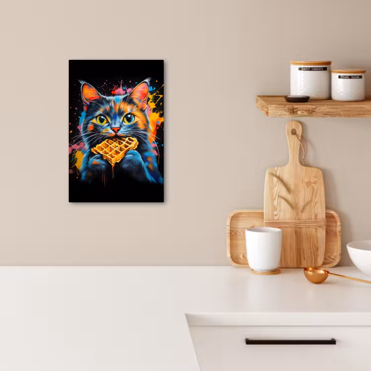 Tableau sur toile - Chat - Graffiti - Coloré - Gaufre - Alimentaire — 2