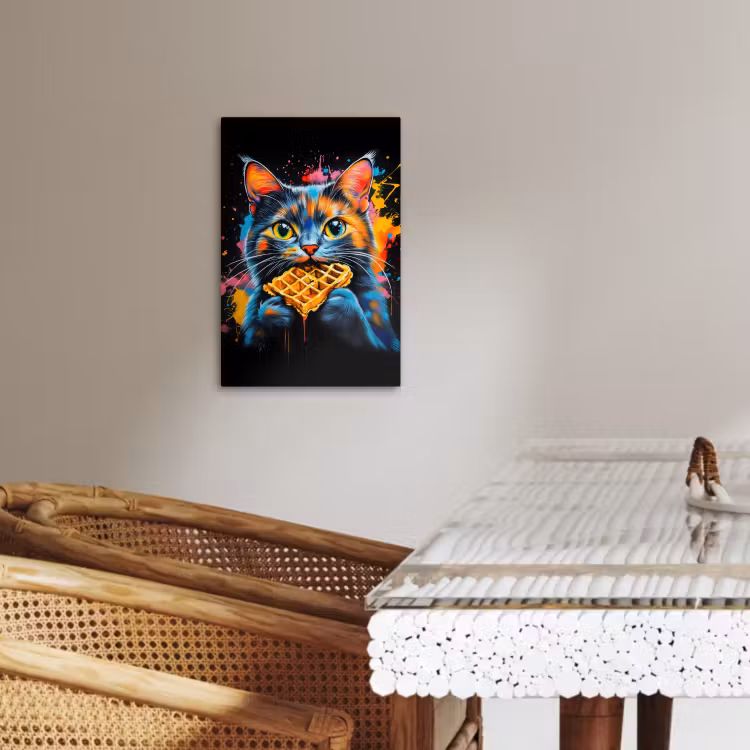Tableau sur toile - Chat - Graffiti - Coloré - Gaufre - Alimentaire — 3