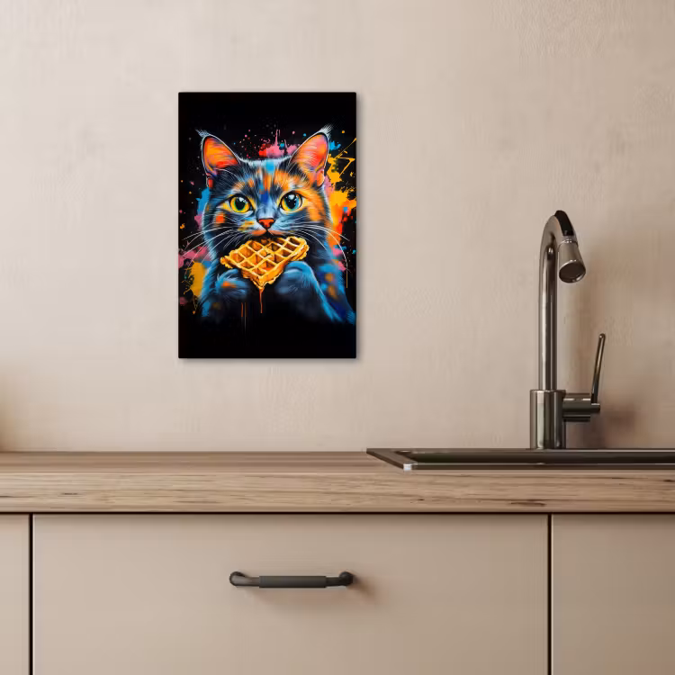 Tableau sur toile - Chat - Graffiti - Coloré - Gaufre - Alimentaire — 4