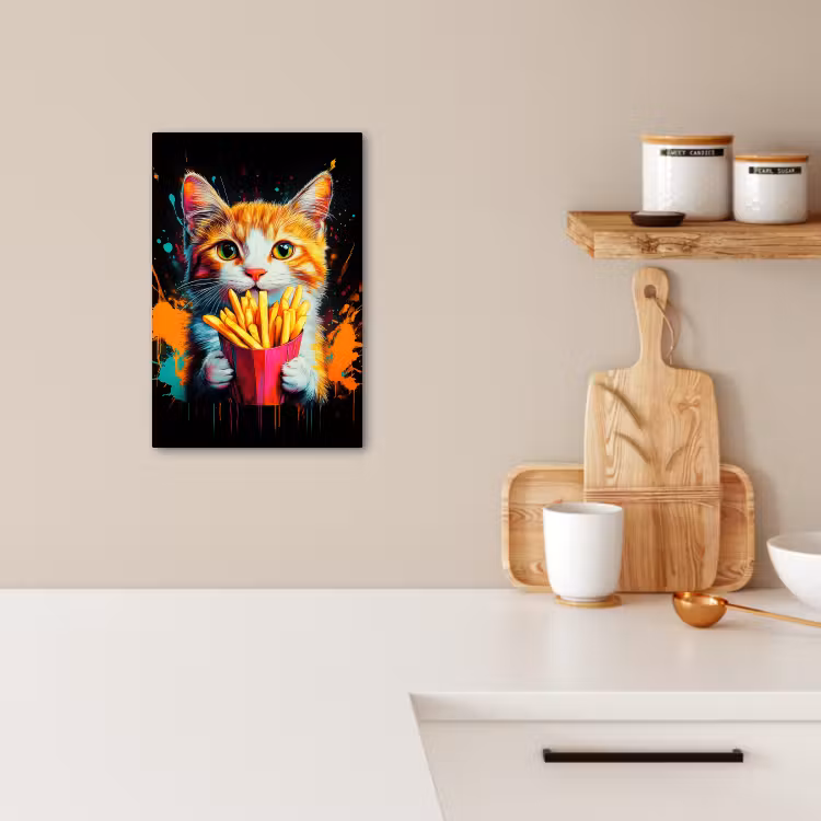 Tableau sur toile - Chat - Nourriture - Frites - Graffiti - Abstrait — 3