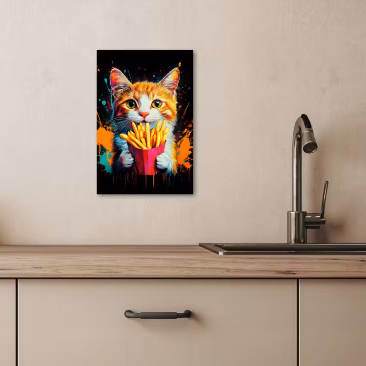 Tableau sur toile - Chat - Nourriture - Frites - Graffiti - Abstrait — 4