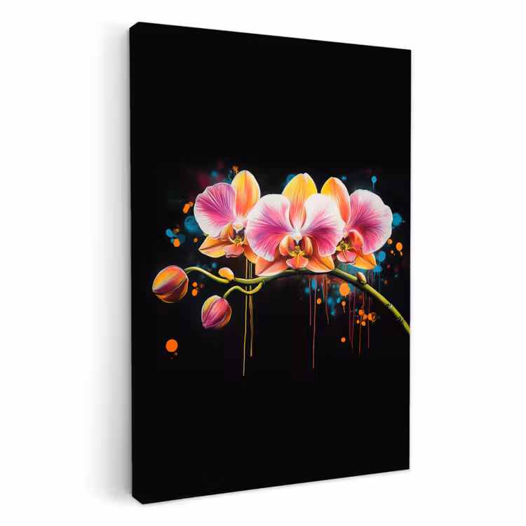 Tableau sur toile - Orchidée - Graffiti - Coloré - Fleurs - Abstrait — 3