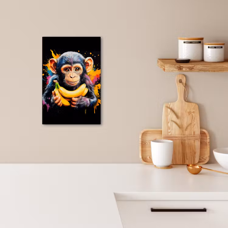 Tableau sur toile - Singe - Graffiti - Coloré - Bananes - Moderne — 3