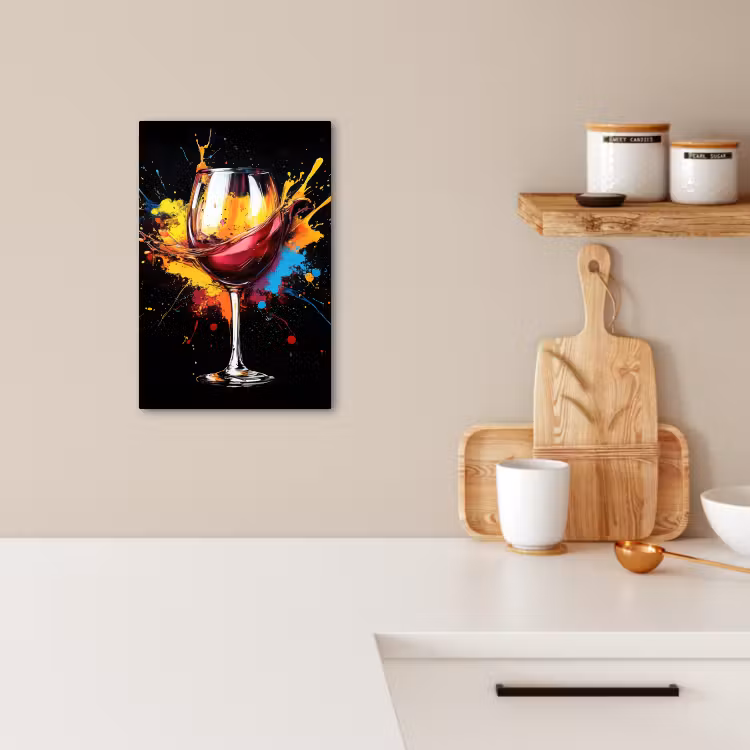 Tableau sur toile - Vin - Verre - Graffiti - Boisson - Rouge - Peinture — 3
