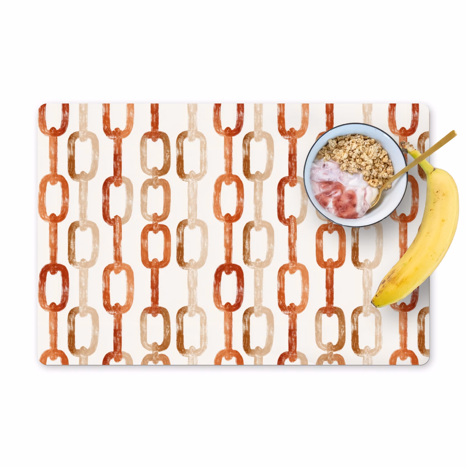 Set de table – 6 pièces - Maillons - Motif - Aquarelle - Terracotta — 1