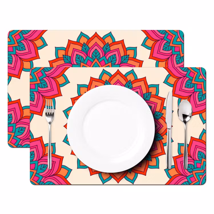 Set de table – 6 pièces - Mandala - Motif - Abstrait - Coloré - Moderne — 2