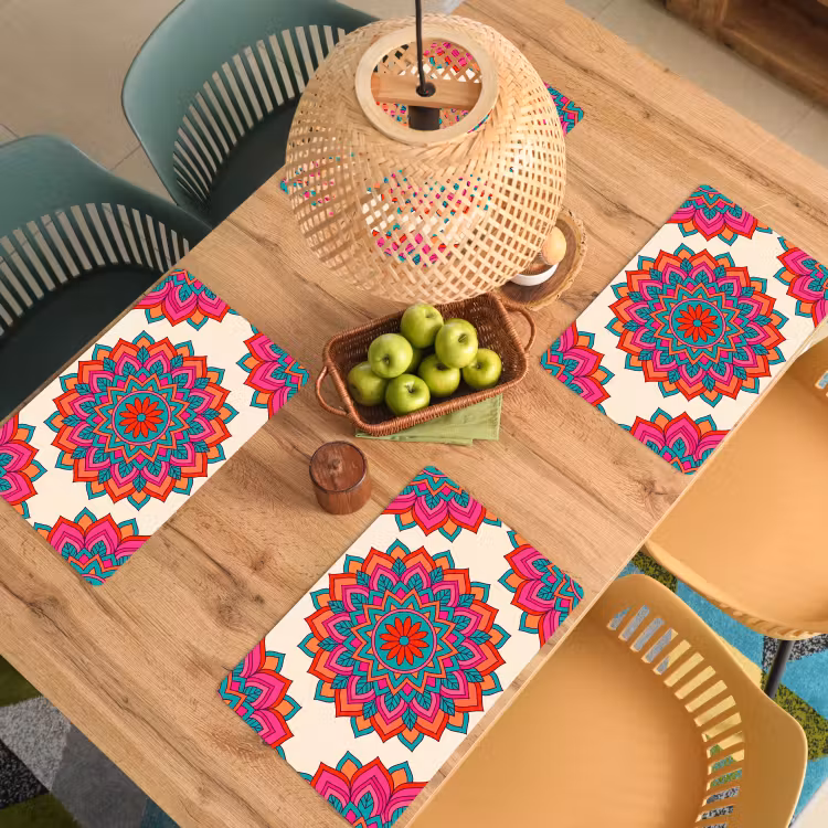 Set de table – 6 pièces - Mandala - Motif - Abstrait - Coloré - Moderne — 3