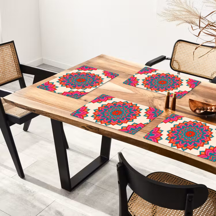 Set de table – 6 pièces - Mandala - Motif - Abstrait - Coloré - Moderne — 4