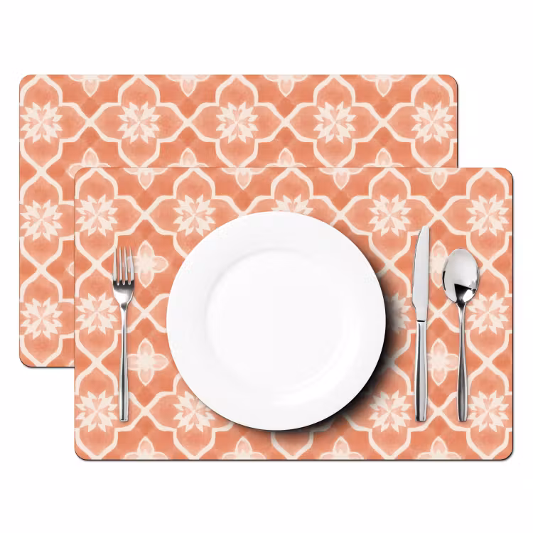 Set de table – 6 pièces - Motif de carrelage - Arabesque - Vintage - Terracotta — 2