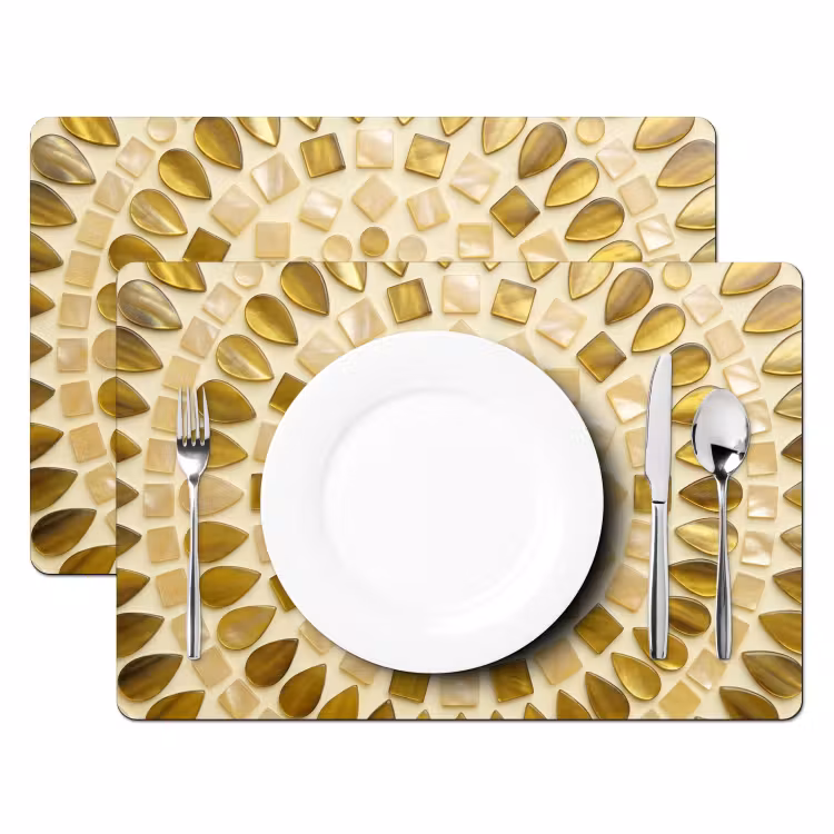 Set de table – 6 pièces - Motif - Formes - Mosaïque - Abstrait - Or — 2