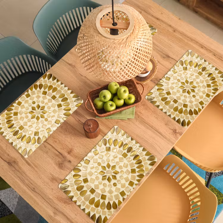 Set de table – 6 pièces - Motif - Formes - Mosaïque - Abstrait - Or — 3