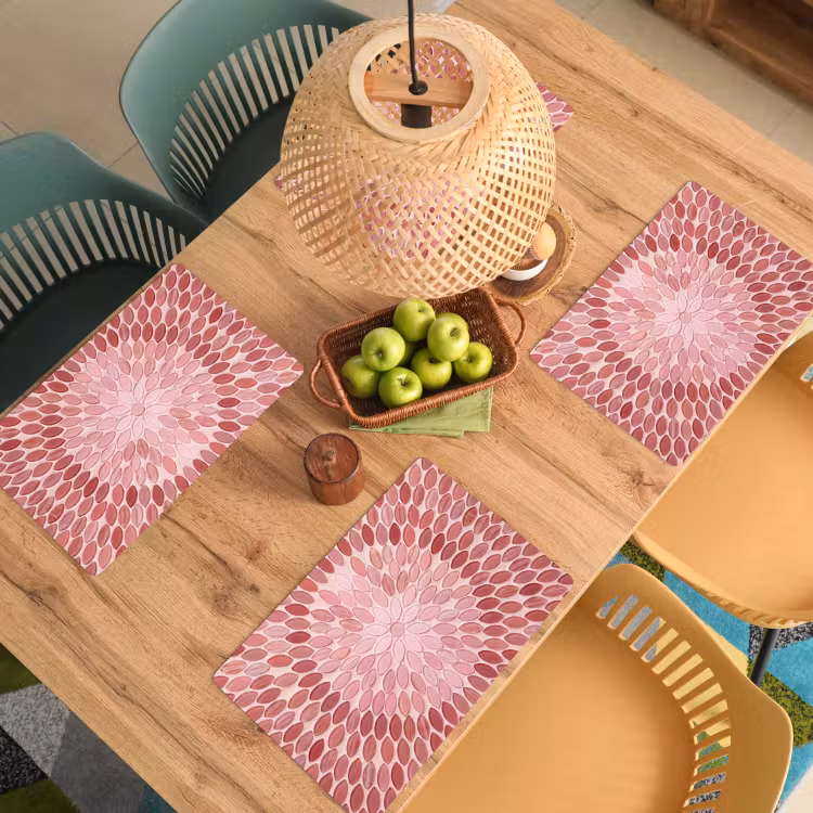 Set de table – 6 pièces - Motif - Mosaïque - Ovale - Abstrait - Rose — 3