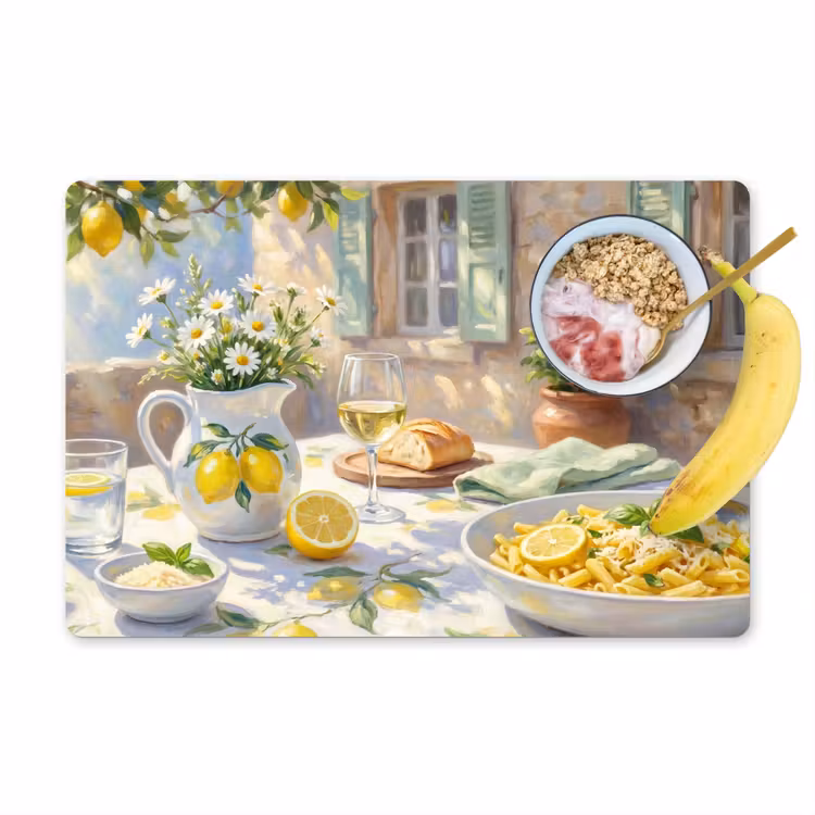 Set de table – 6 pièces - Nourriture - Terrasse - Été - Peint - Jaune — 1
