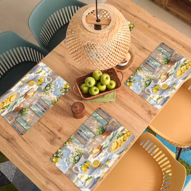 Set de table – 6 pièces - Nourriture - Terrasse - Été - Peint - Jaune — 3