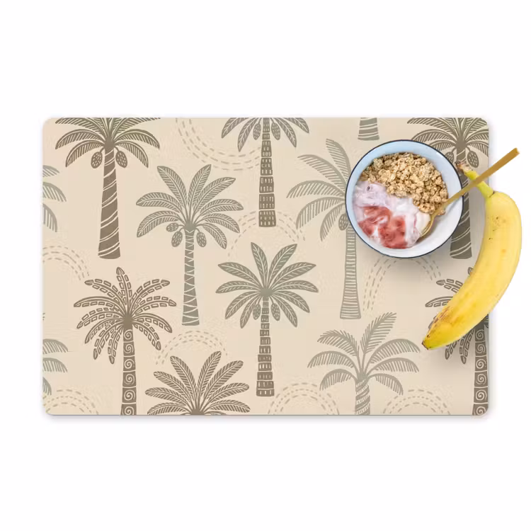 Set de table – 6 pièces - Palmiers - Motif - Tropical - Beige — 1