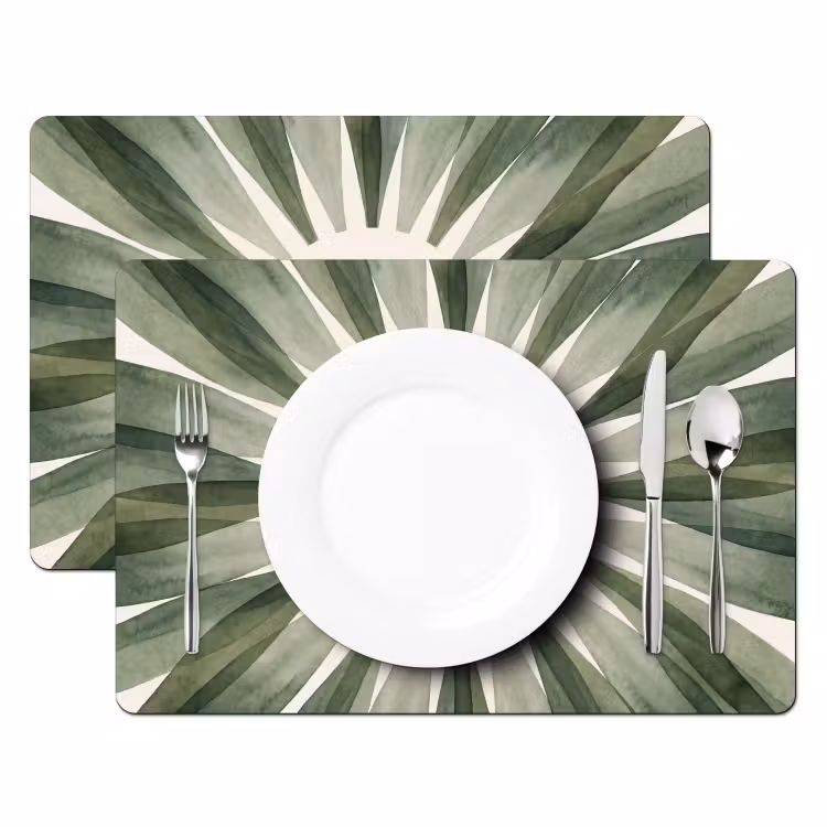 Set de table – 6 pièces - Plantes - Abstrait - Aquarelle - Vert - Nature — 2