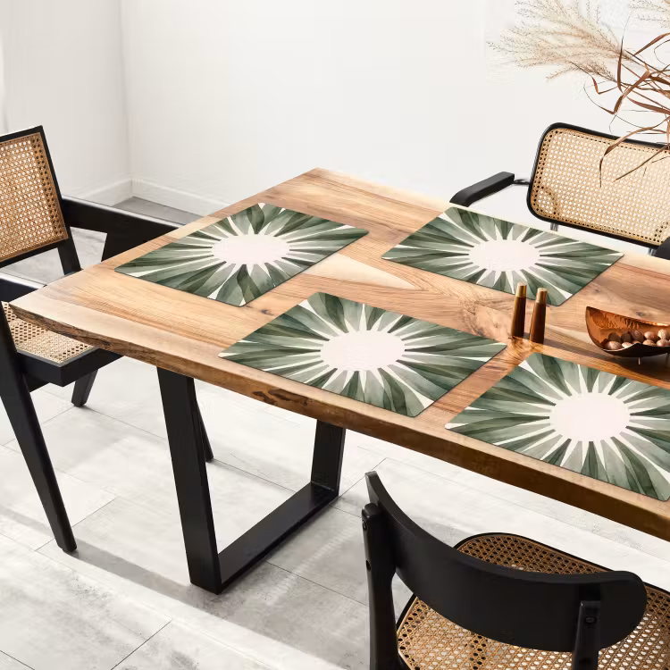 Set de table – 6 pièces - Plantes - Abstrait - Aquarelle - Vert - Nature — 4