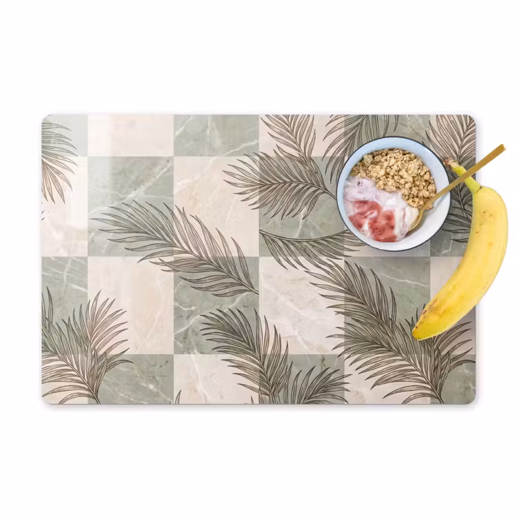 Set de table – 6 pièces - Plantes - Feuilles - Marbre - Moderne - Vert — 1