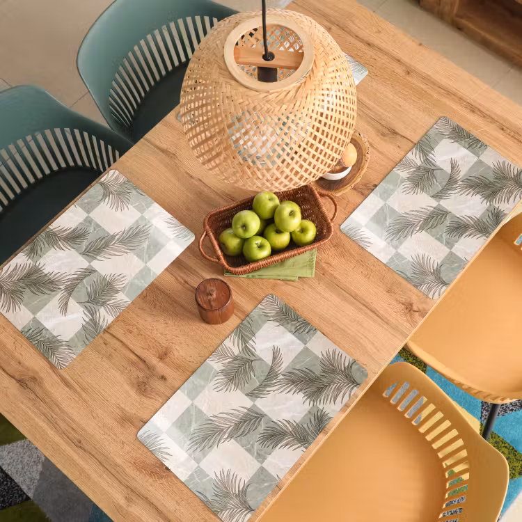 Set de table – 6 pièces - Plantes - Feuilles - Marbre - Moderne - Vert — 3