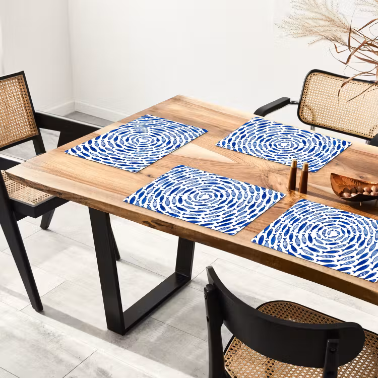Set de table – 6 pièces - Poisson - Motif - Sous-marin - Abstrait - Bleu — 4