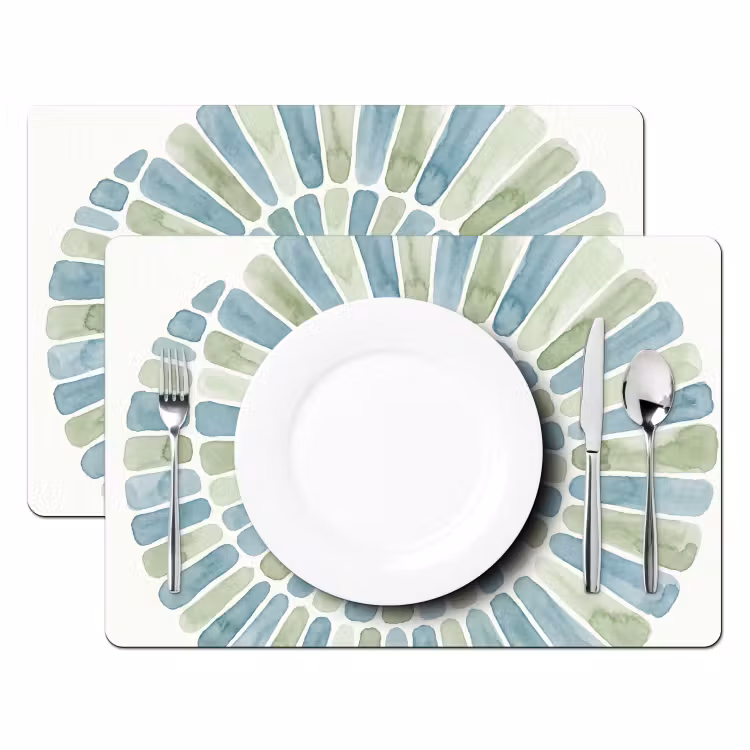Set de table – 6 pièces - Résumé - Spirale - Motif - Moderne - Bleu-vert — 2