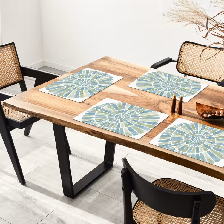 Set de table – 6 pièces - Résumé - Spirale - Motif - Moderne - Bleu-vert — 4