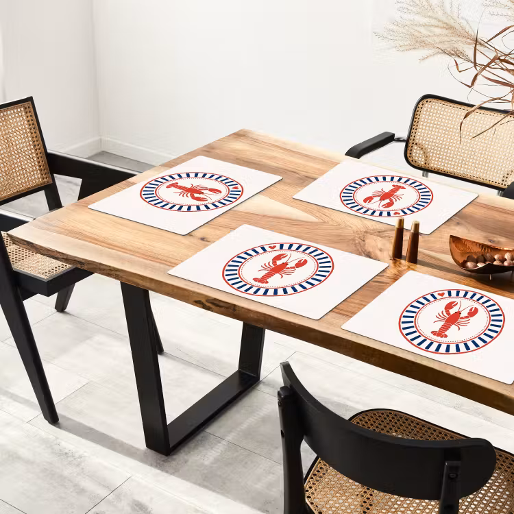 Set de table – 6 pièces - Vie marine - Homard - Emblème - Graphisme - Rouge — 4