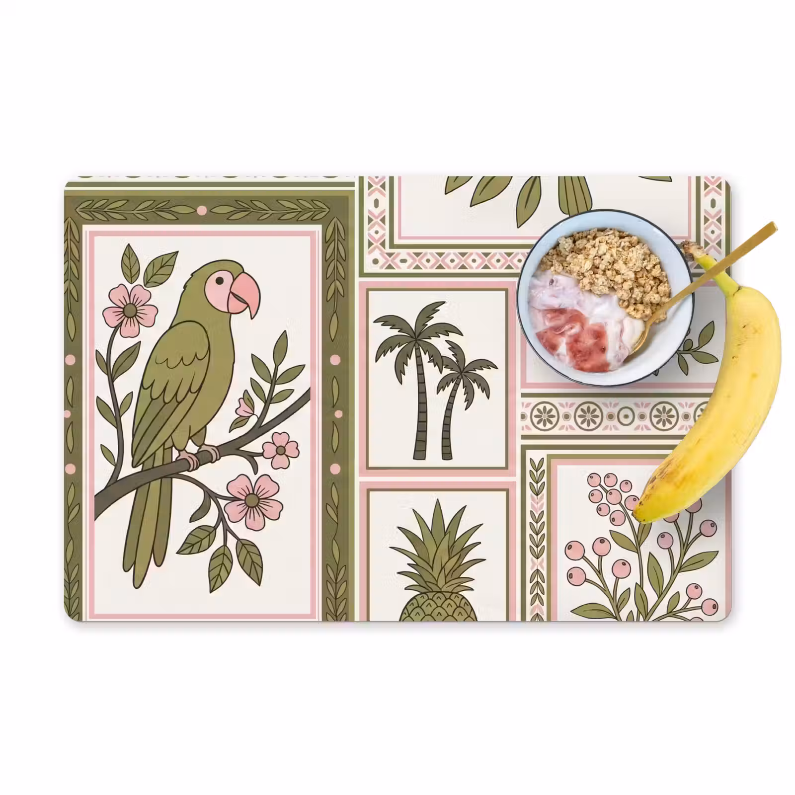 Set de table – 6 pièces - Oiseau - Tropical - Motif - Décoratif - Vert — 1