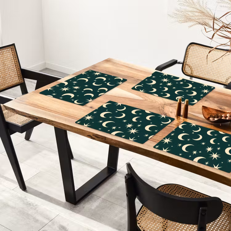 Set de table – 6 pièces - Lunes - Étoiles - Vert — 4