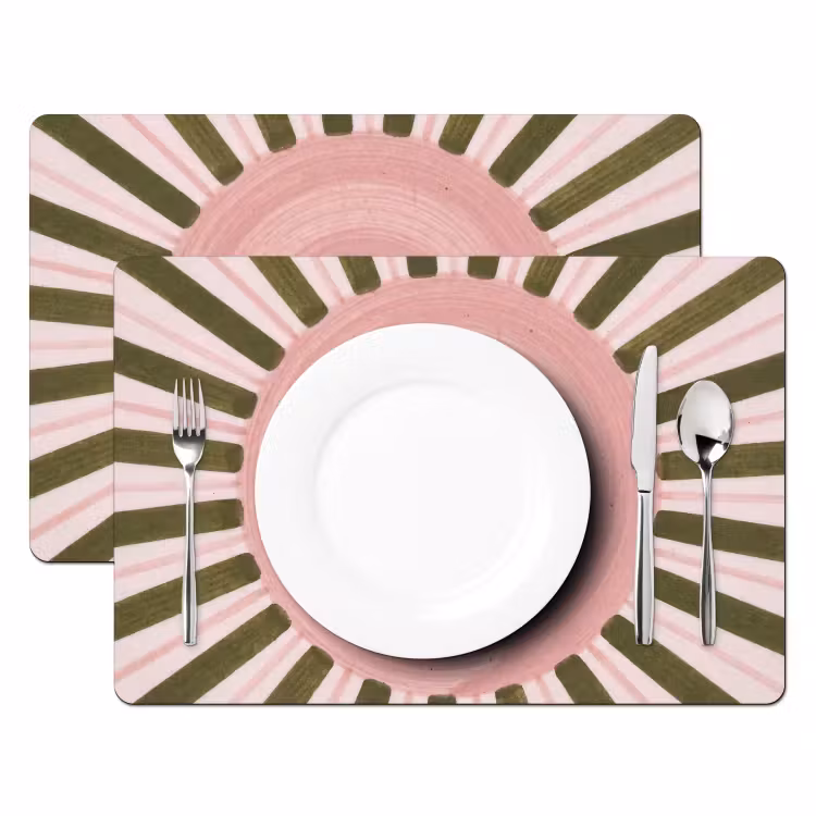 Set de table – 6 pièces - Motif - Cercle - Rayons - Abstrait - Rose — 2