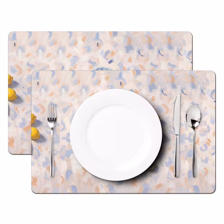 Set de table – 6 pièces - Nourriture - Huîtres - Citrons - Moderne - Jaune — 2