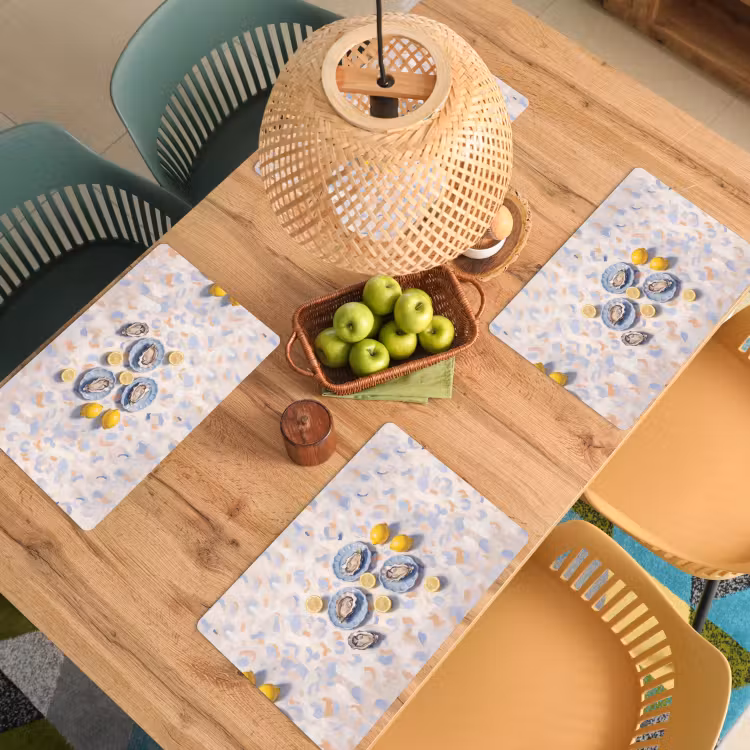 Set de table – 6 pièces - Nourriture - Huîtres - Citrons - Moderne - Jaune — 3