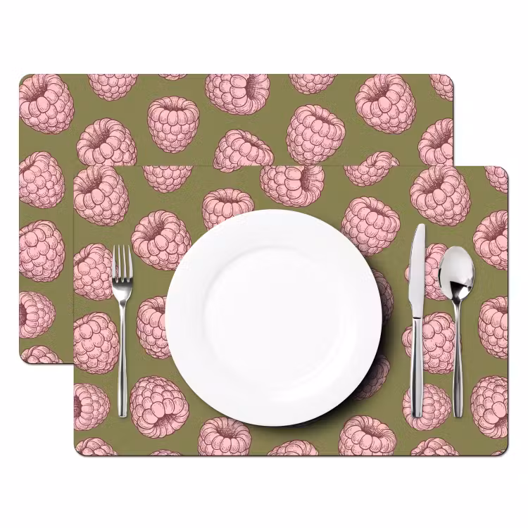 Set de table – 6 pièces - Nourriture - Motif - Illustration - Rose - Vert — 2