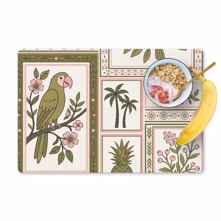 Set de table – 6 pièces - Oiseau - Tropical - Motif - Décoratif - Vert — 1