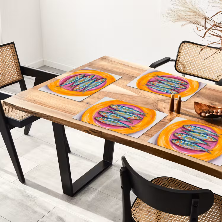 Set de table – 6 pièces - Poisson - Quatre - Nourriture - Moderne - Coloré — 4